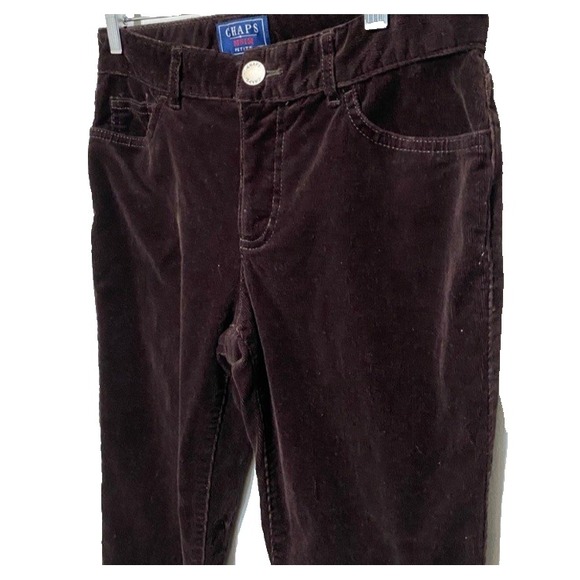 Chaps Denim Petites Women's Brown Velvet Straight Leg Mid-Rise Pants Size 4P - Picture 5 of 11